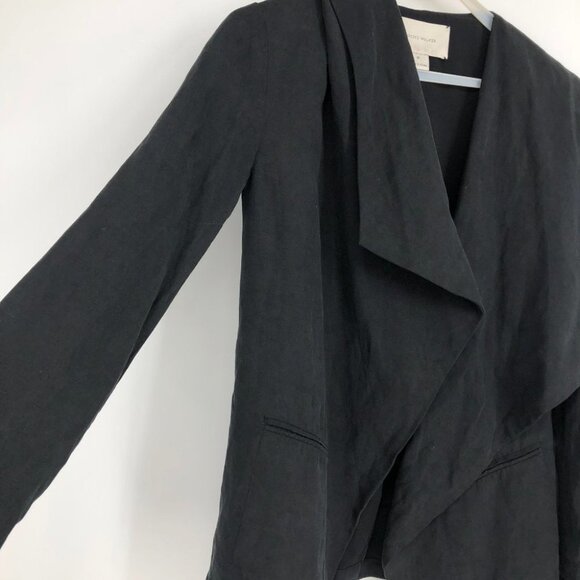 Brochu Walker black linen Tencel cardigan blazer w/large draped collars size S/P - Picture 7 of 16